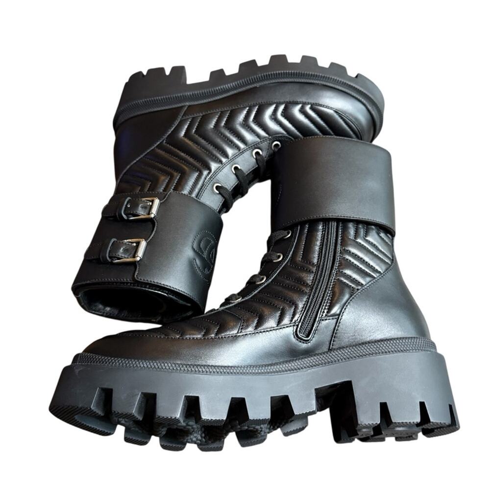 Gucci Frances GG  Quilted Leather Matelasse Platform Combat Boots EU 37 US 7 - Picture 12 of 16